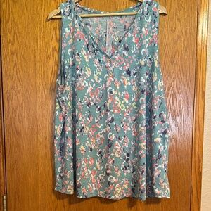 Sleeveless Tank Top - Teal and Pink